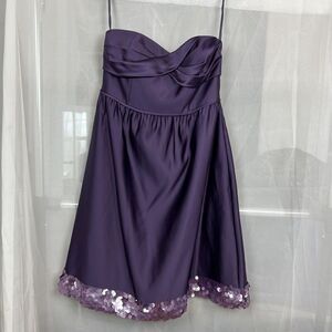 Melissa Sweet satin mini dress sequins sz 6 y2k cocktail wedding strapless party